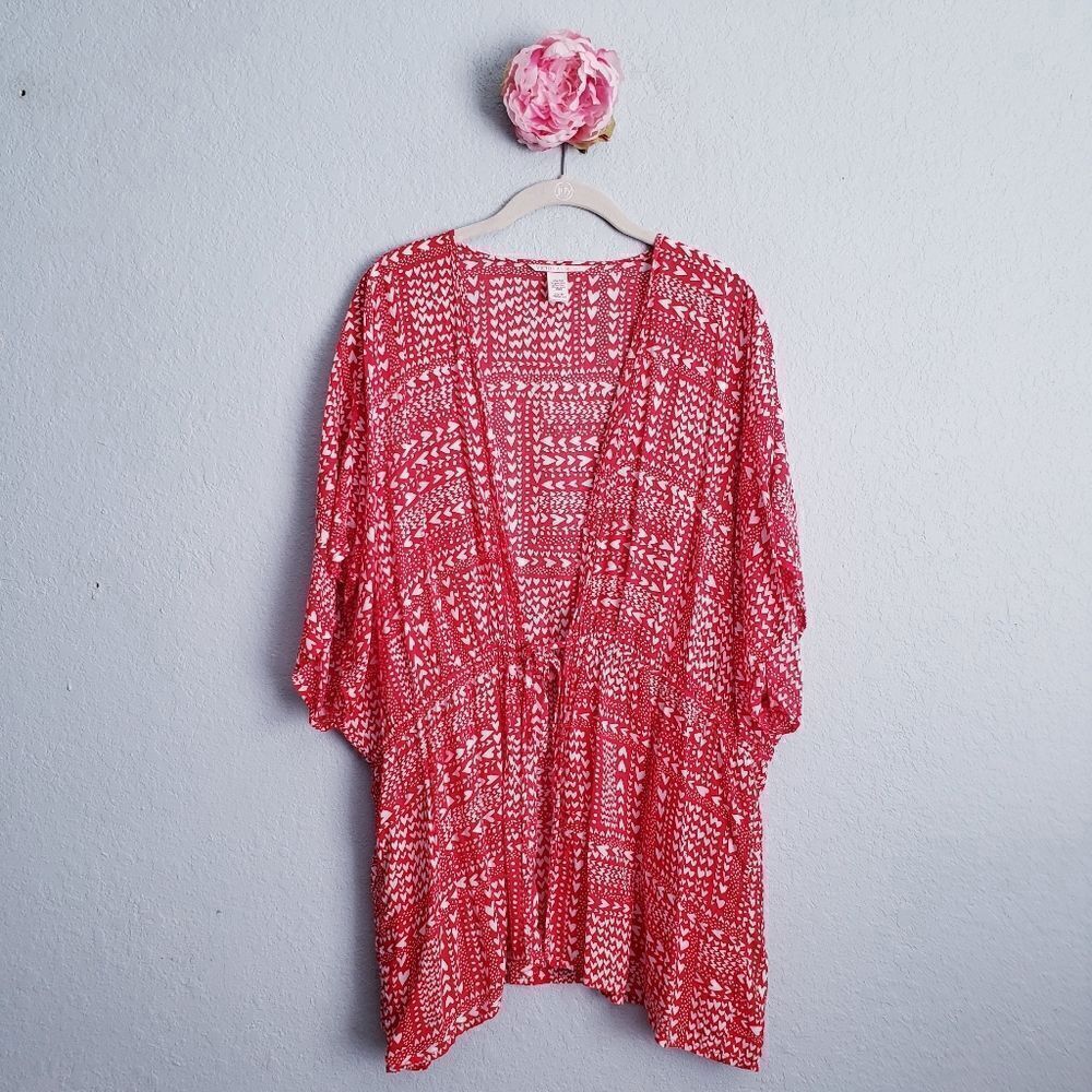 Victoria's Secret Red and White Heart Kimono